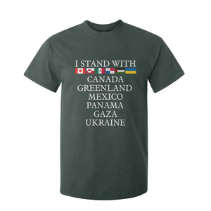 I Stand With Canada Greenland Mexico Panama Gaza Ukraine T Shirt For Kid TS02 Dark Forest Green Print Your Wear