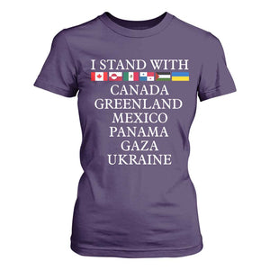 I Stand With Canada Greenland Mexico Panama Gaza Ukraine T Shirt For Women TS02 Purple Print Your Wear