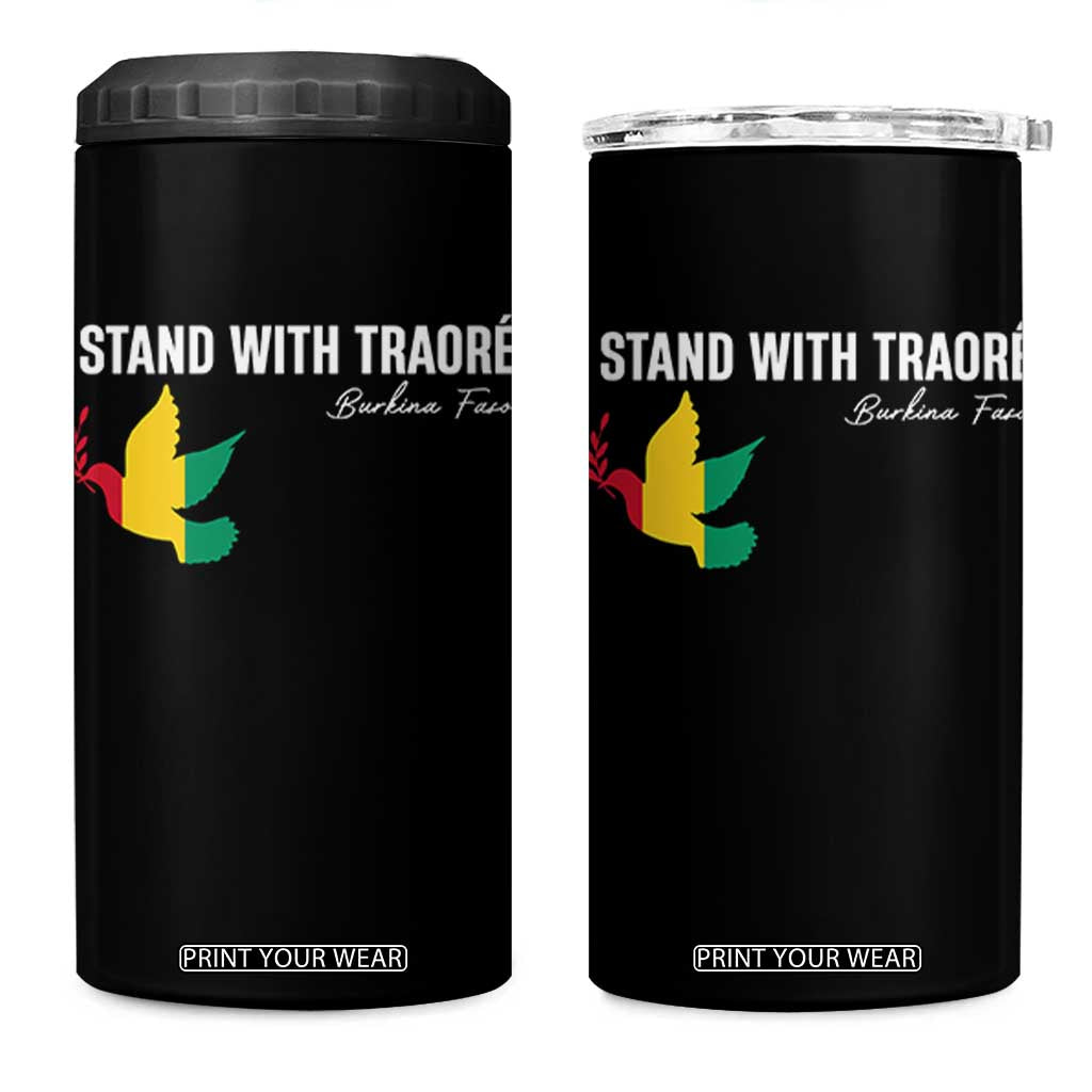 I Stand With Traoré 4 in 1 Can Cooler Tumbler Burkina Faso Peace Dove TS02 One Size: 16 oz Black Print Your Wear