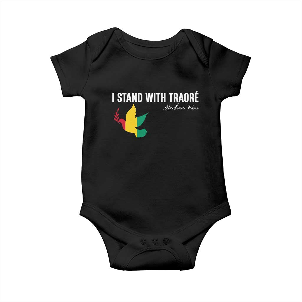 I Stand With Traoré Baby Onesie Burkina Faso Peace Dove TS02 Black Print Your Wear
