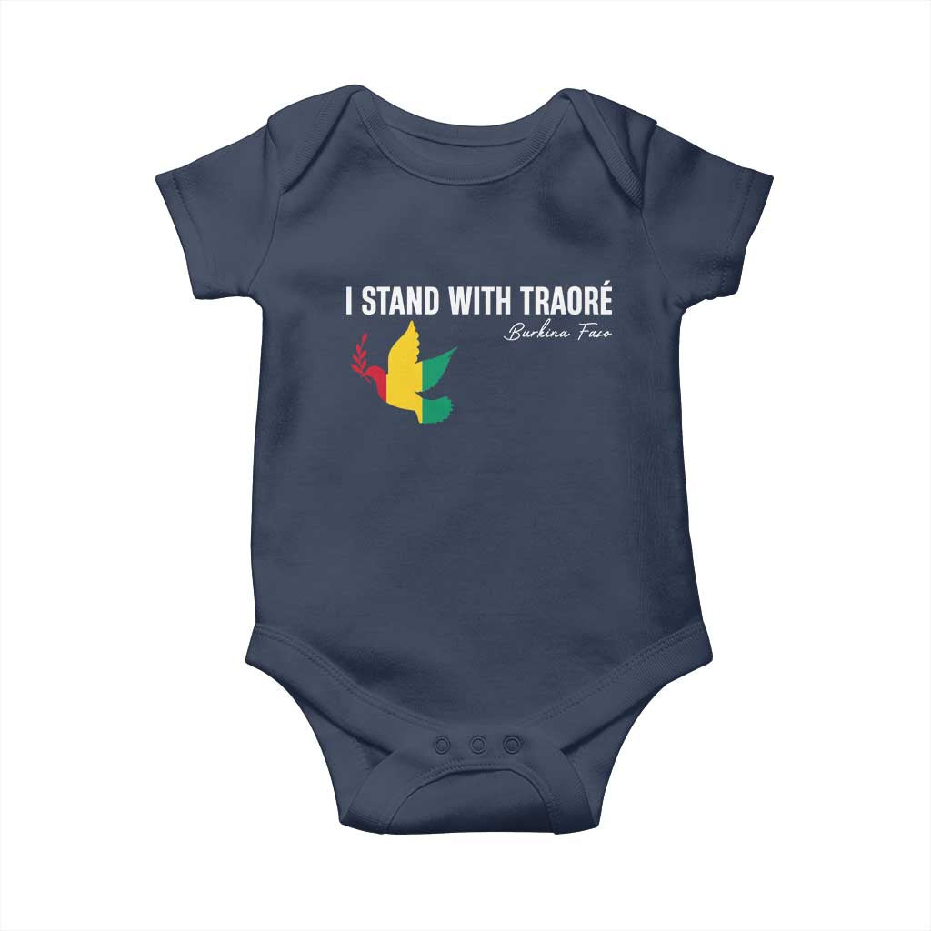 I Stand With Traoré Baby Onesie Burkina Faso Peace Dove TS02 Navy Print Your Wear
