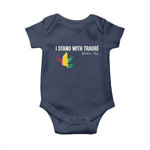 I Stand With Traoré Baby Onesie Burkina Faso Peace Dove TS02 Navy Print Your Wear