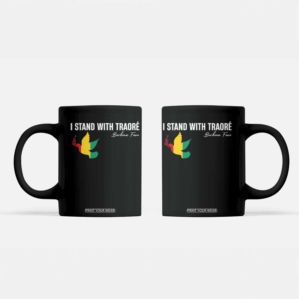 I Stand With Traoré Coffee Mug Burkina Faso Peace Dove TS02 Black Print Your Wear