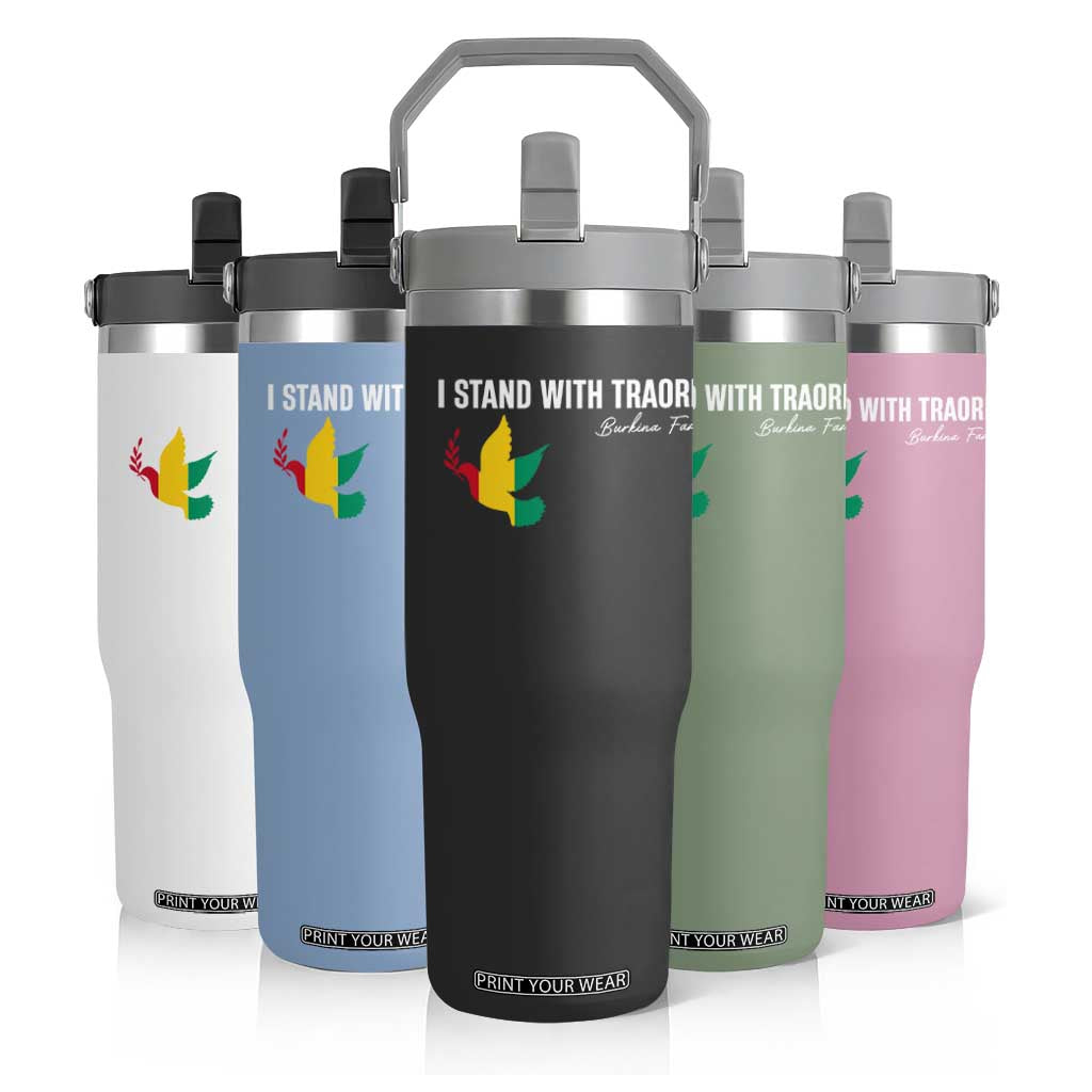 I Stand With Traoré Flip Straw Tumbler Burkina Faso Peace Dove TS02 Print Your Wear