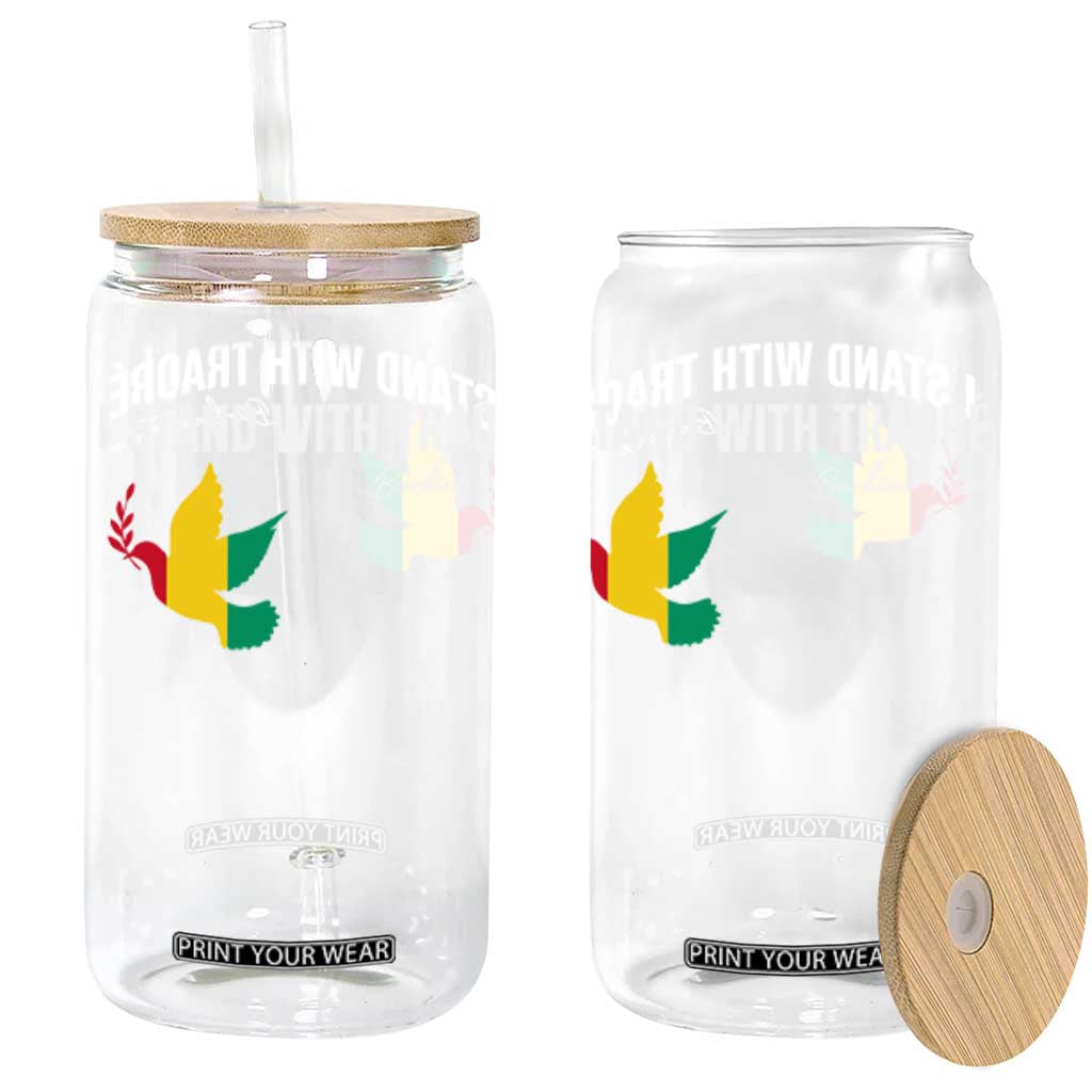 I Stand With Traoré Glass Can Burkina Faso Peace Dove TS02 Black Print Your Wear