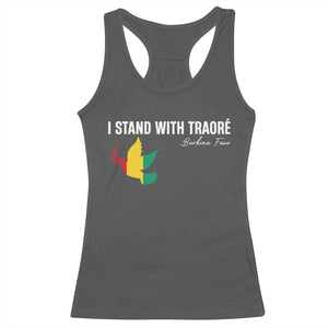 I Stand With Traoré Racerback Tank Top Burkina Faso Peace Dove TS02 Dark Heather Print Your Wear