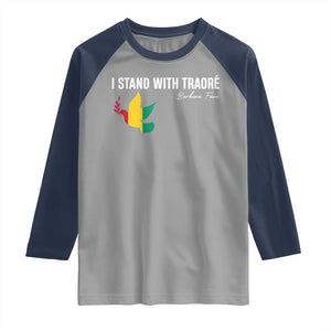 I Stand With Traoré Raglan Shirt Burkina Faso Peace Dove TS02 Sport Gray Navy Print Your Wear