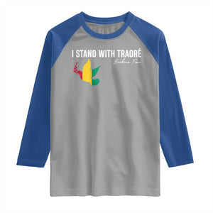 I Stand With Traoré Raglan Shirt Burkina Faso Peace Dove TS02 Sport Gray Royal Print Your Wear