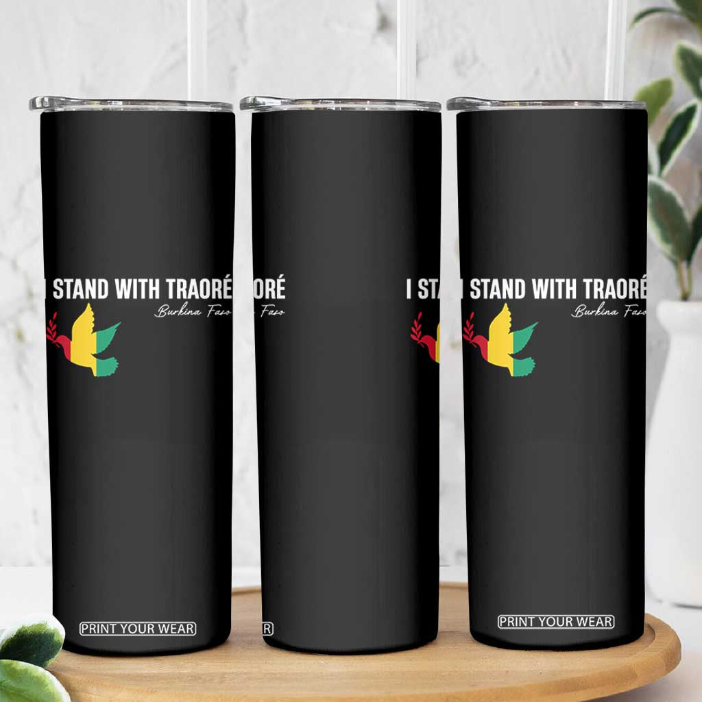 I Stand With Traoré Skinny Tumbler Burkina Faso Peace Dove TS02 Print Your Wear
