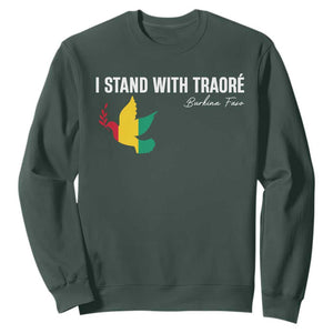 I Stand With Traoré Sweatshirt Burkina Faso Peace Dove TS02 Dark Forest Green Print Your Wear