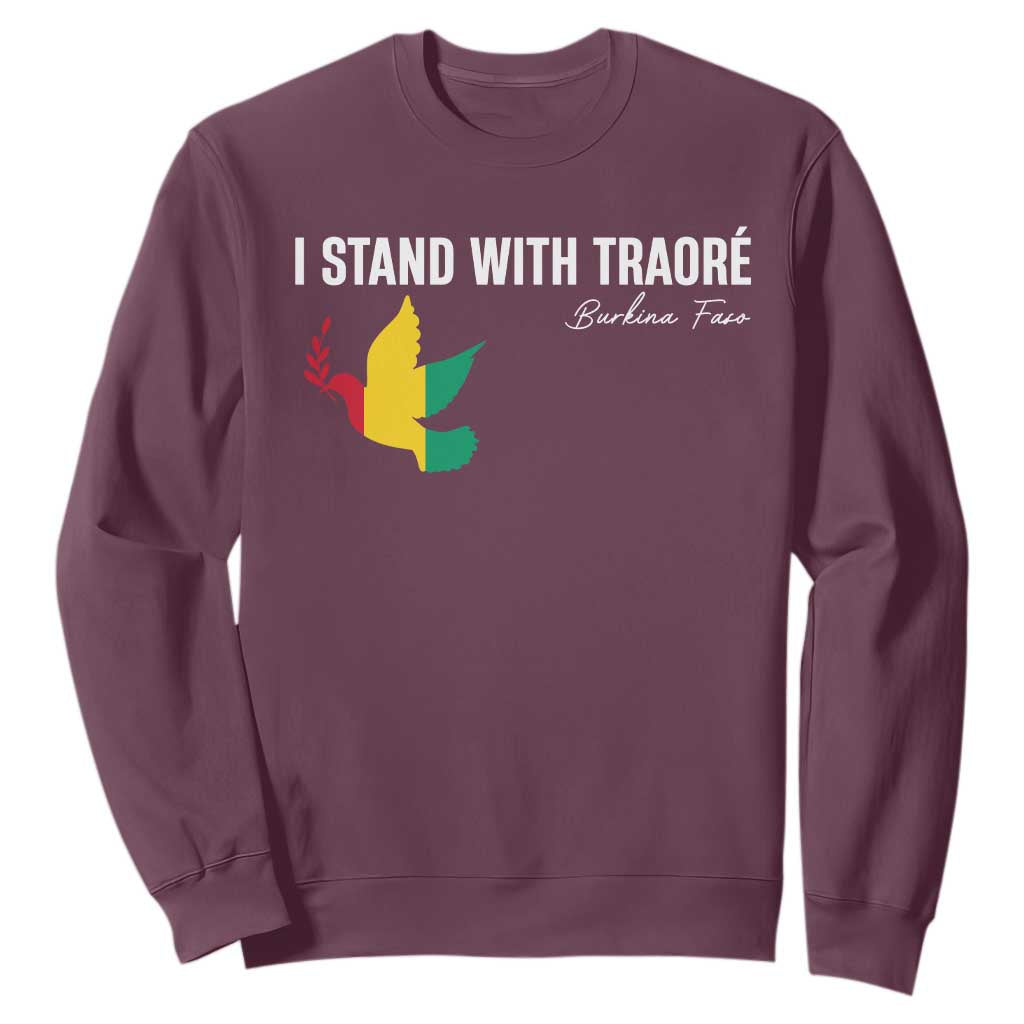 I Stand With Traoré Sweatshirt Burkina Faso Peace Dove TS02 Maroon Print Your Wear