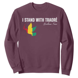 I Stand With Traoré Sweatshirt Burkina Faso Peace Dove TS02 Maroon Print Your Wear