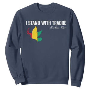 I Stand With Traoré Sweatshirt Burkina Faso Peace Dove TS02 Navy Print Your Wear