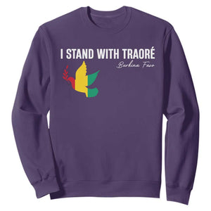 I Stand With Traoré Sweatshirt Burkina Faso Peace Dove TS02 Purple Print Your Wear