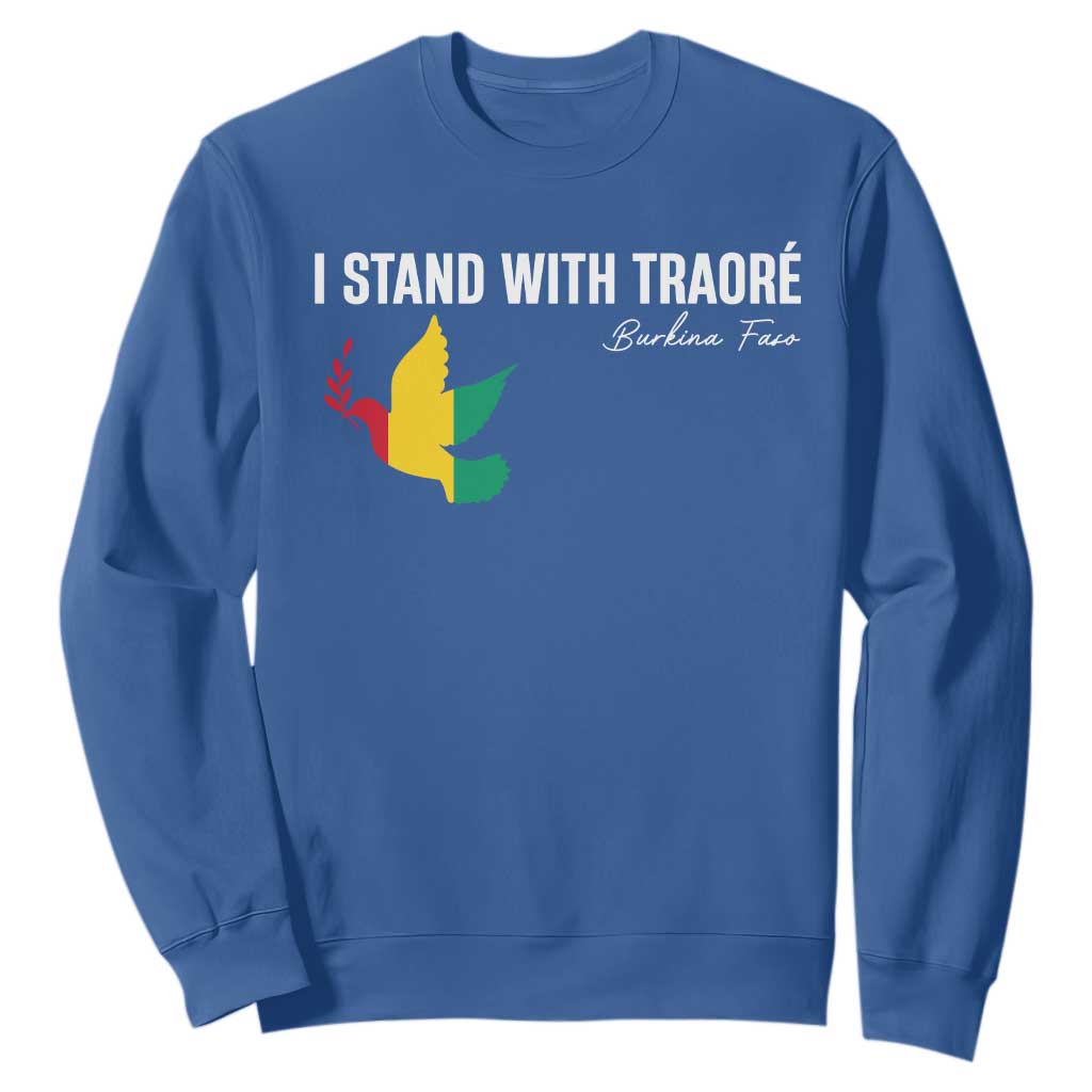 I Stand With Traoré Sweatshirt Burkina Faso Peace Dove TS02 Royal Blue Print Your Wear