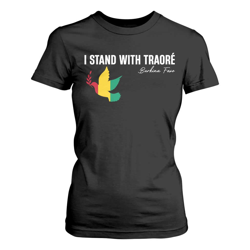 I Stand With Traoré T Shirt For Women Burkina Faso Peace Dove TS02 Black Print Your Wear