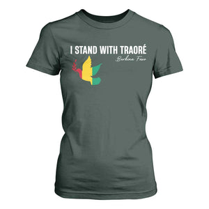 I Stand With Traoré T Shirt For Women Burkina Faso Peace Dove TS02 Dark Forest Green Print Your Wear