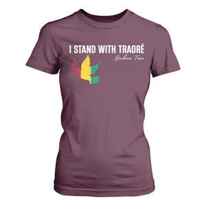 I Stand With Traoré T Shirt For Women Burkina Faso Peace Dove TS02 Maroon Print Your Wear