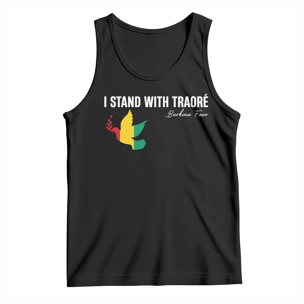 I Stand With Traoré Tank Top Burkina Faso Peace Dove TS02 Black Print Your Wear