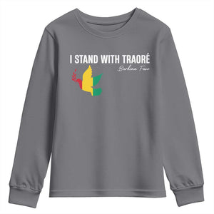I Stand With Traoré Youth Sweatshirt Burkina Faso Peace Dove TS02 Charcoal Print Your Wear