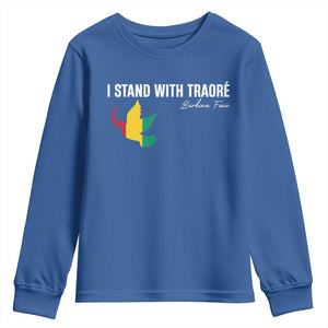 I Stand With Traoré Youth Sweatshirt Burkina Faso Peace Dove TS02 Royal Blue Print Your Wear