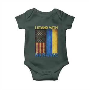 I Stand With Ukraine Baby Onesie Ukrainian American Flag TS02 Print Your Wear