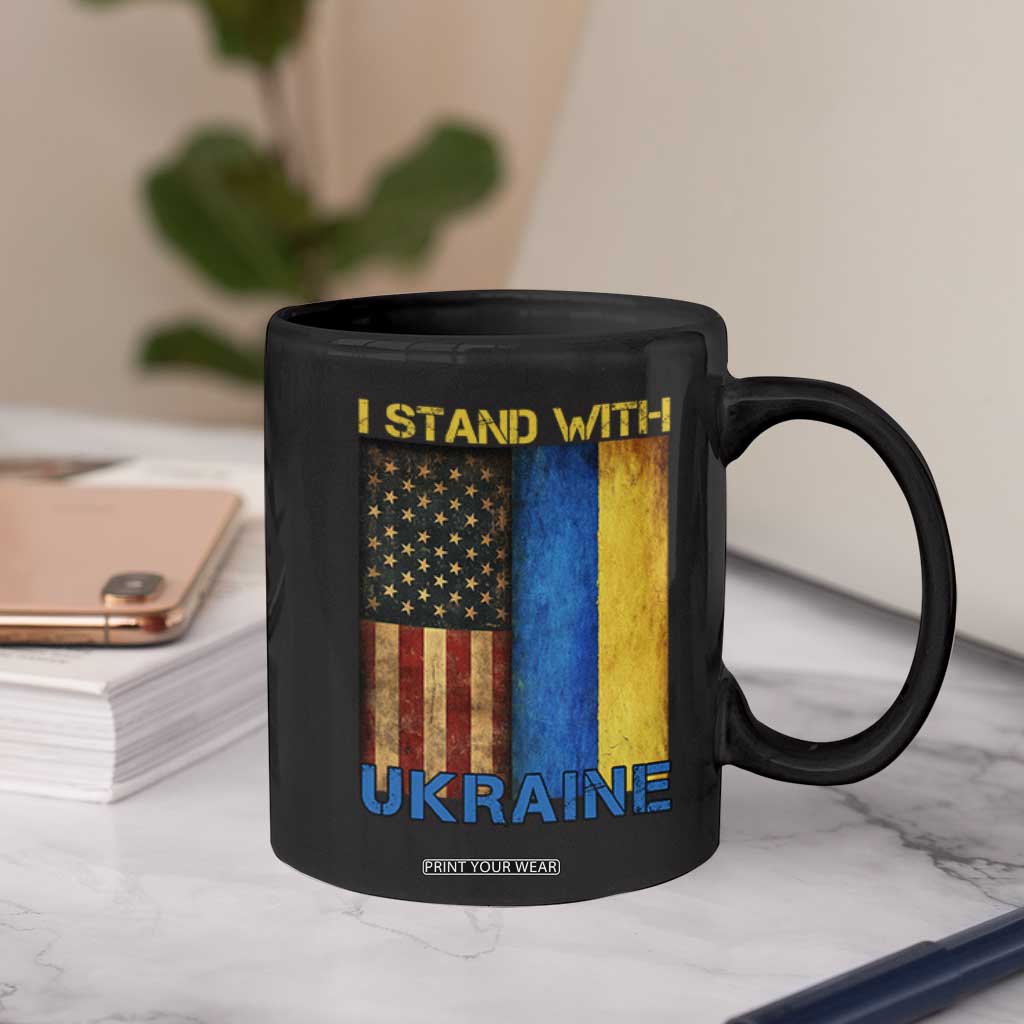 I Stand With Ukraine Coffee Mug Ukrainian American Flag TS02 Print Your Wear