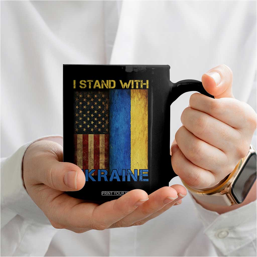 I Stand With Ukraine Coffee Mug Ukrainian American Flag TS02 Print Your Wear