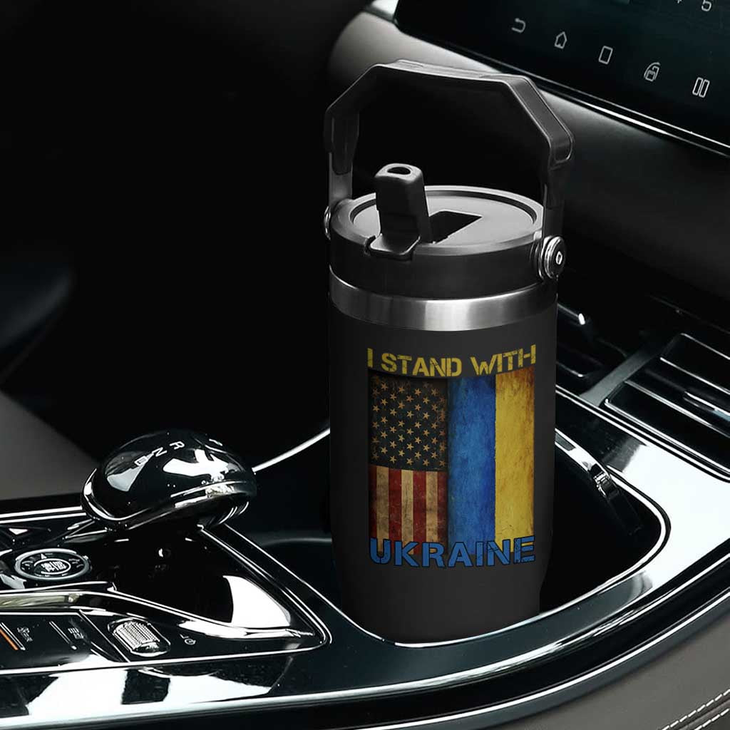I Stand With Ukraine Flip Straw Tumbler Ukrainian American Flag TS02 Print Your Wear