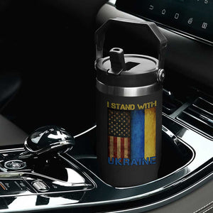 I Stand With Ukraine Flip Straw Tumbler Ukrainian American Flag TS02 Print Your Wear