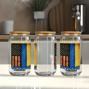 I Stand With Ukraine Glass Can Ukrainian American Flag TS02 Print Your Wear