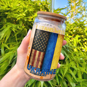 I Stand With Ukraine Glass Can Ukrainian American Flag TS02 Print Your Wear