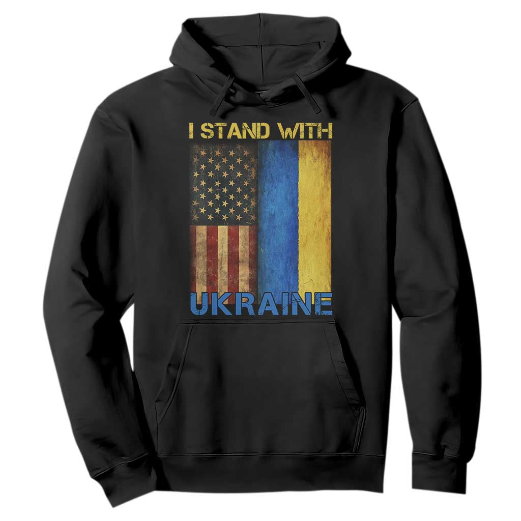 I Stand With Ukraine Hoodie Ukrainian American Flag TS02 Black Print Your Wear