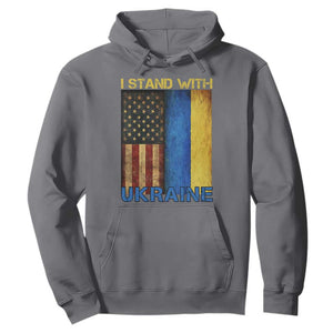 I Stand With Ukraine Hoodie Ukrainian American Flag TS02 Charcoal Print Your Wear
