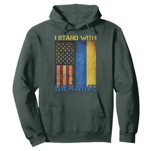 I Stand With Ukraine Hoodie Ukrainian American Flag TS02 Dark Forest Green Print Your Wear