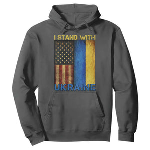 I Stand With Ukraine Hoodie Ukrainian American Flag TS02 Dark Heather Print Your Wear
