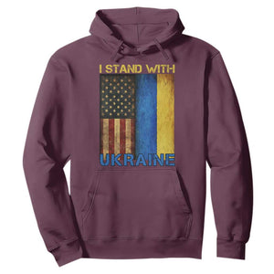 I Stand With Ukraine Hoodie Ukrainian American Flag TS02 Maroon Print Your Wear