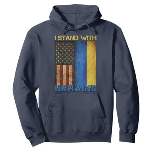 I Stand With Ukraine Hoodie Ukrainian American Flag TS02 Navy Print Your Wear