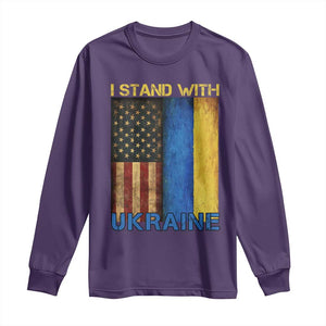 I Stand With Ukraine Long Sleeve Shirt Ukrainian American Flag TS02 Purple Print Your Wear