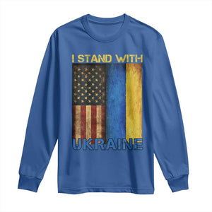 I Stand With Ukraine Long Sleeve Shirt Ukrainian American Flag TS02 Royal Blue Print Your Wear