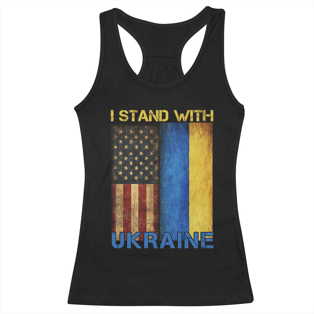 I Stand With Ukraine Racerback Tank Top Ukrainian American Flag TS02 Black Print Your Wear