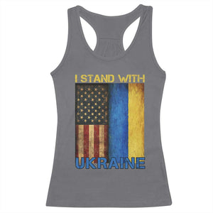 I Stand With Ukraine Racerback Tank Top Ukrainian American Flag TS02 Charcoal Print Your Wear