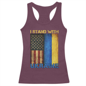 I Stand With Ukraine Racerback Tank Top Ukrainian American Flag TS02 Maroon Print Your Wear