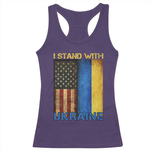 I Stand With Ukraine Racerback Tank Top Ukrainian American Flag TS02 Purple Print Your Wear