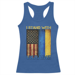 I Stand With Ukraine Racerback Tank Top Ukrainian American Flag TS02 Royal Blue Print Your Wear
