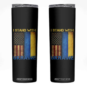 I Stand With Ukraine Skinny Tumbler Ukrainian American Flag TS02 Black Print Your Wear