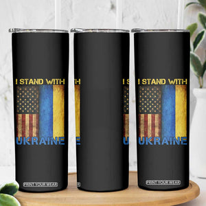 I Stand With Ukraine Skinny Tumbler Ukrainian American Flag TS02 Print Your Wear