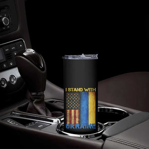 I Stand With Ukraine Skinny Tumbler Ukrainian American Flag TS02 Print Your Wear