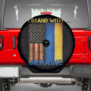 I Stand With Ukraine Spare Tire Cover Ukrainian American Flag TS02 Black Print Your Wear