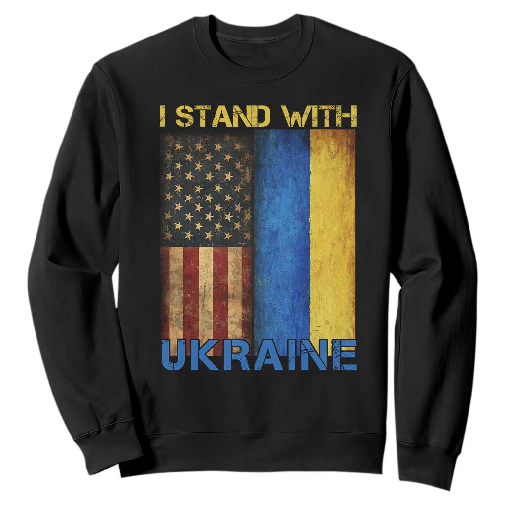 I Stand With Ukraine Sweatshirt Ukrainian American Flag TS02 Black Print Your Wear